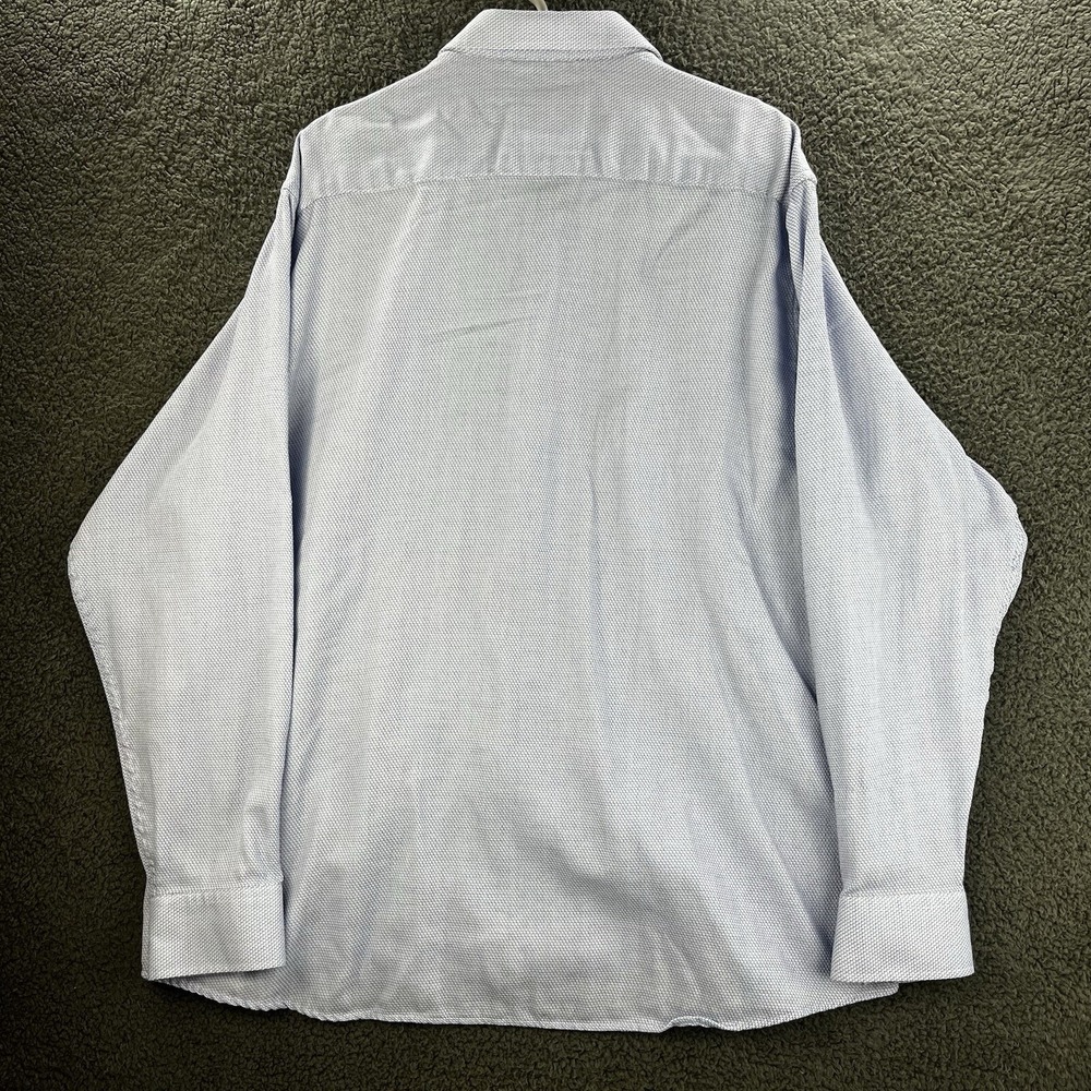Johnston & Murphy‎ Shirt Blue White Mens 2XL Geometric Flip Cuff Long Sleeve - Picture 8 of 12
